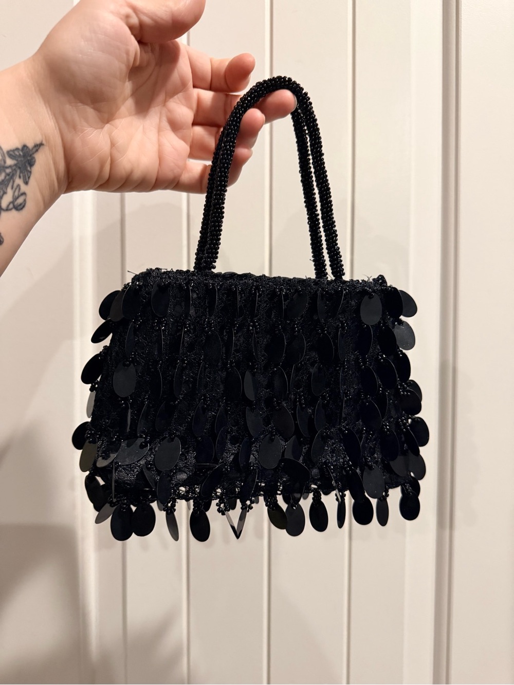 Black Sequin Mosaic Mini Handbag - Unbranded
